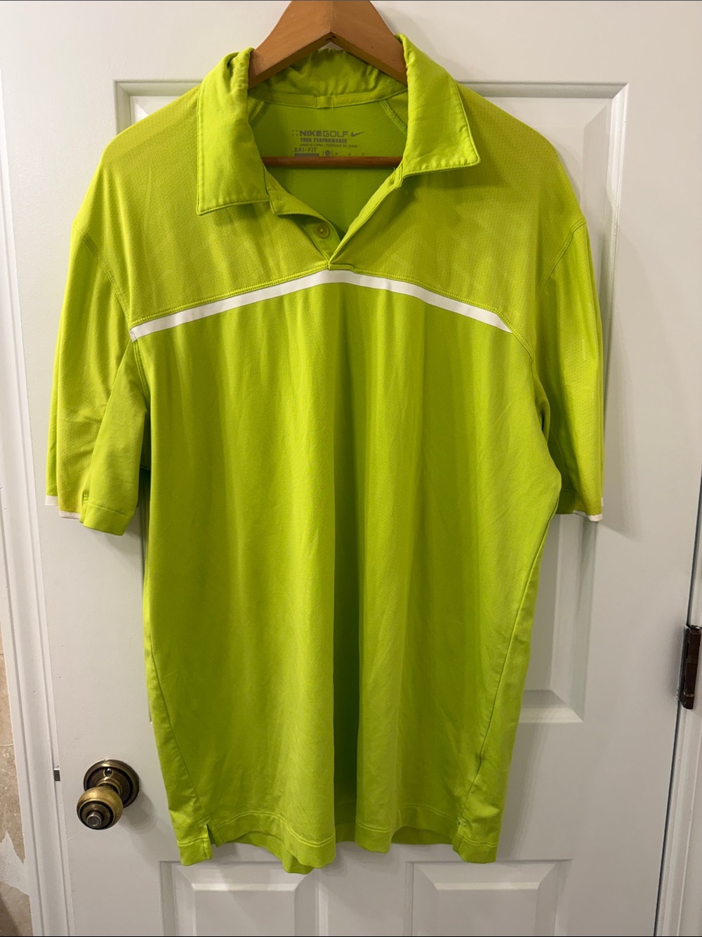 Nike Men’s Lime Green Polo with White Chest Trim